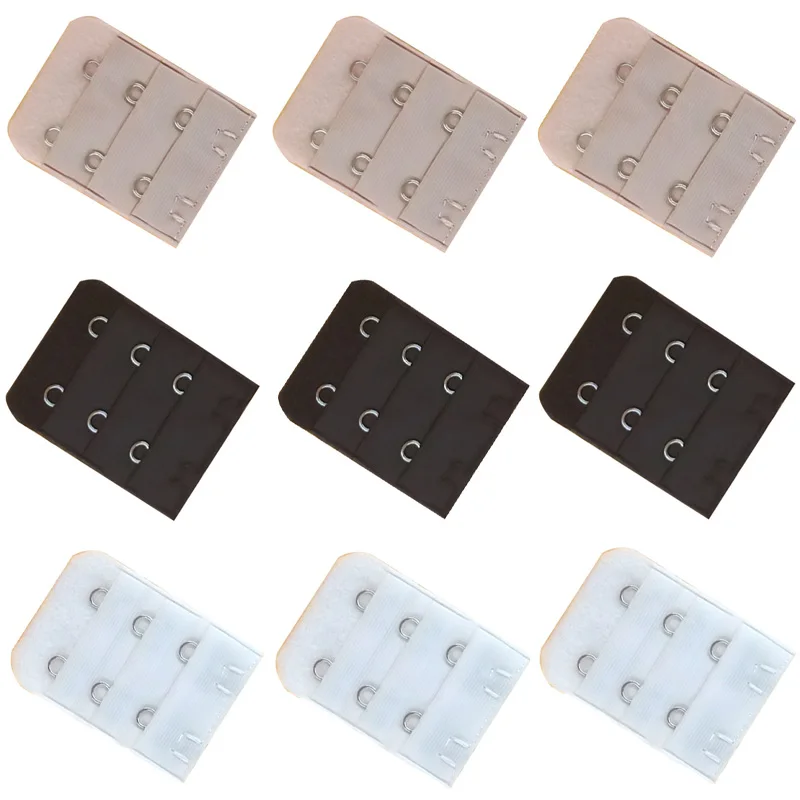 3 قطعة حمالة صدر مفيدة للنساء أسود أبيض بيج تمديدات حزام تمديد 3 صفوف 2 خطاف حزام قابل للضبط مشبك اكسسوارات DIY بها بنفسك #1