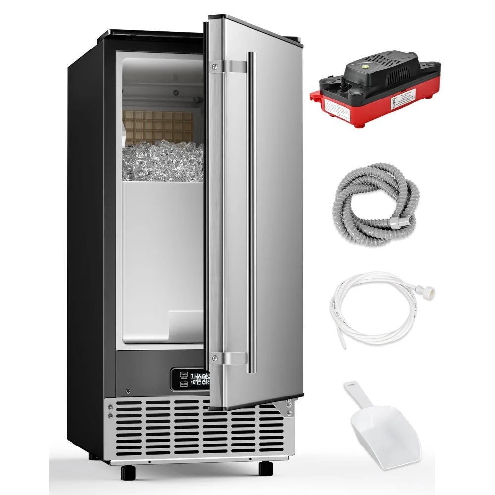 

Commercial Ice Maker with Water Pump, 85Lbs/Day, Built-in Undercounter Ice Maker with Auto-Cleaning & Timer, Freestanding