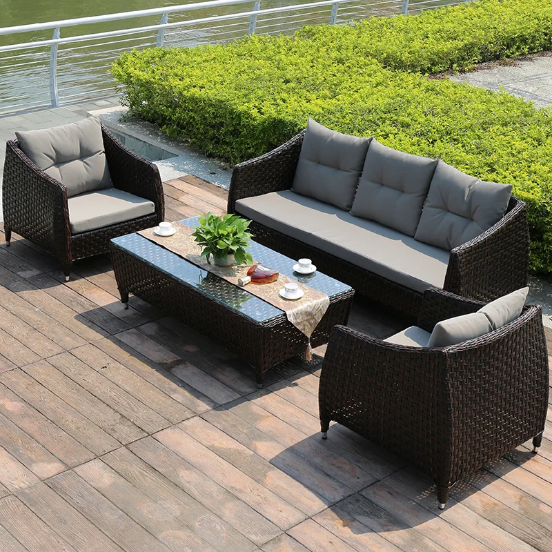 

Садовые диваны для отдыха во дворе, уличный простой журнальный столик для проживания в семье, садовый диван, терраса, мебель из ротанга, Sofá, внешний вид MHHYSF