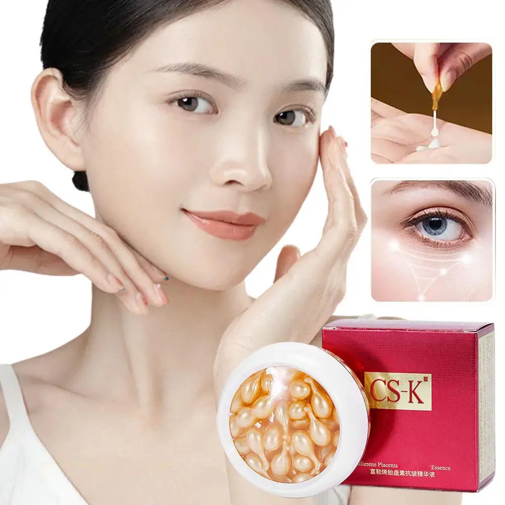 30 Capsules Fullerene Placenta Essence For Face Placenta Serum Rejuvenating Moisturizing Skin Care Retinol Anti-Age Facial A1M8