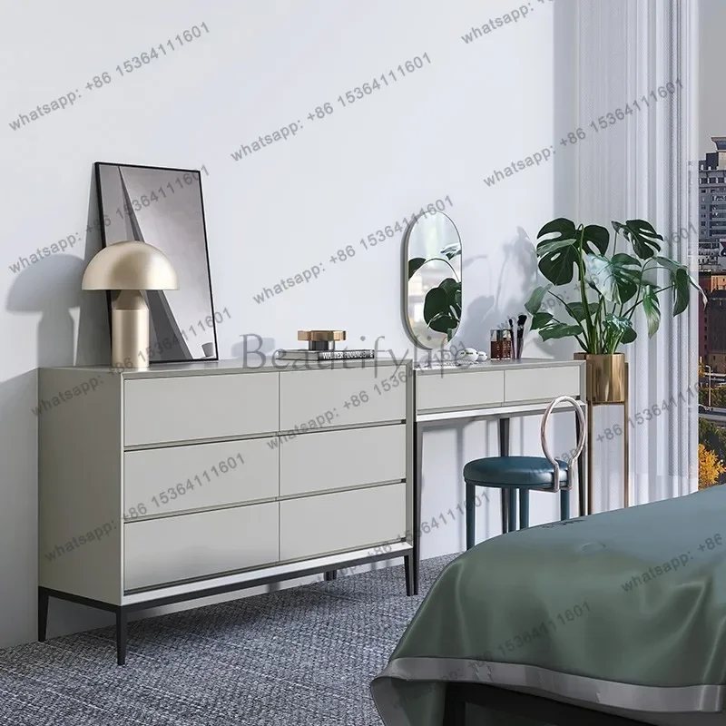 D14Italian minimalist six-chest cabinet baking paint simple modern living room solid wood storage bedroom end of bed