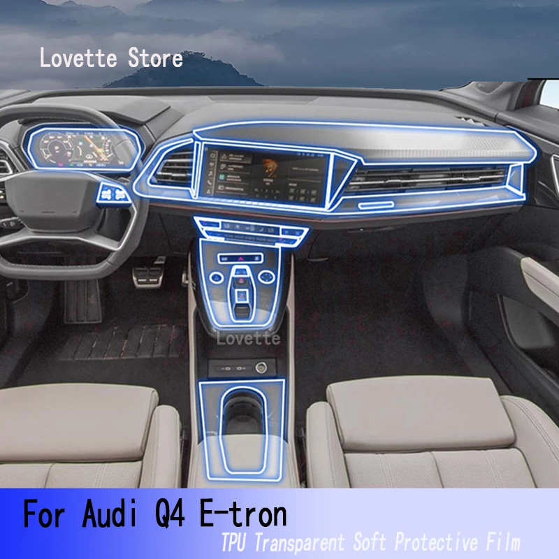 For Audi Q4 E-tron 2022-2023 Car Interior Navigation Center Console Transparent TPU Protective  Anti-scratch Repair Film  Refit