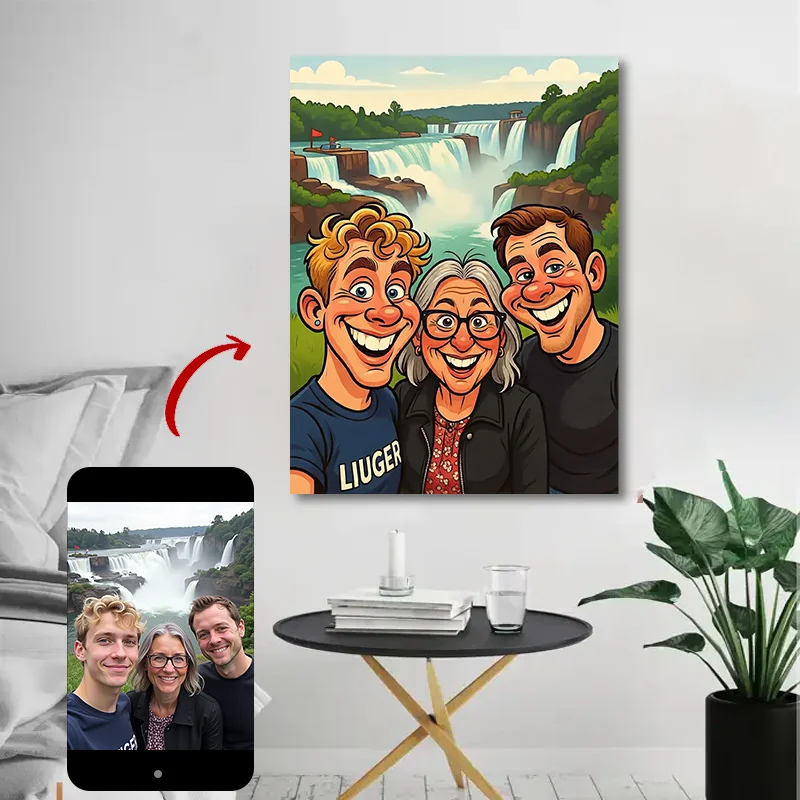 Custom Family Cartoon Poster Funny and Exaggerated Style, Transforms Family Photos into Humorous Animated Portraits Poster Decor