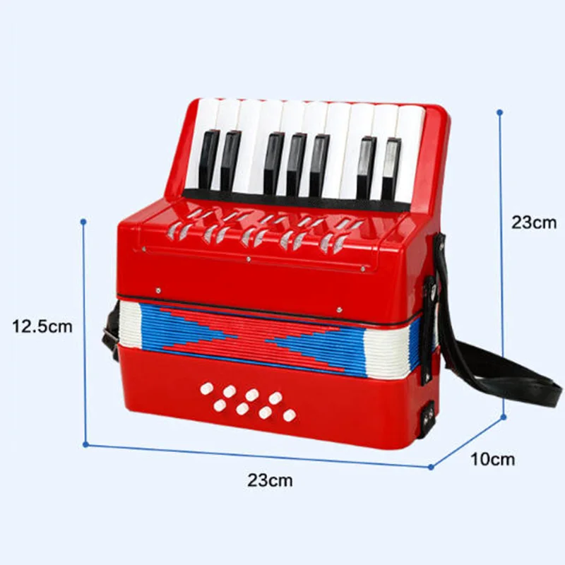 الأكورديون الصغير المهنية 17 مفاتيح 8 باس الأكورديون المحمولة للأطفال الأكورديون الموسيقى التعليم المبكر لوحة المفاتيح أداة #6