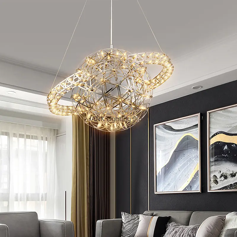 Netherlands Designer Raimond Satellite Spark Ball Ceiling Chandelier Stainless Steel Hall Staircase House LED Suspension Lamp