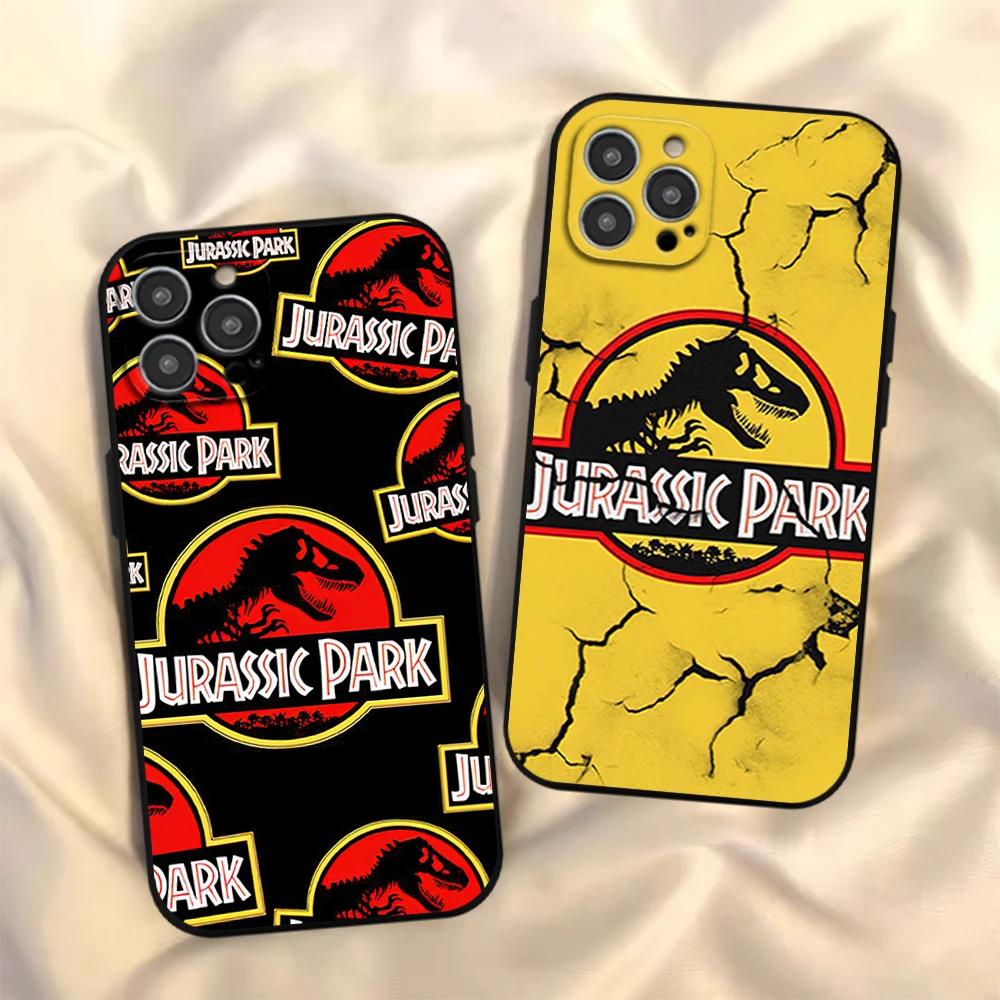 J-Jurassic P-Park Phone Case for iPhone 12 11 13 14 15 16 Max Pro Plus Black Soft Silicone Cover