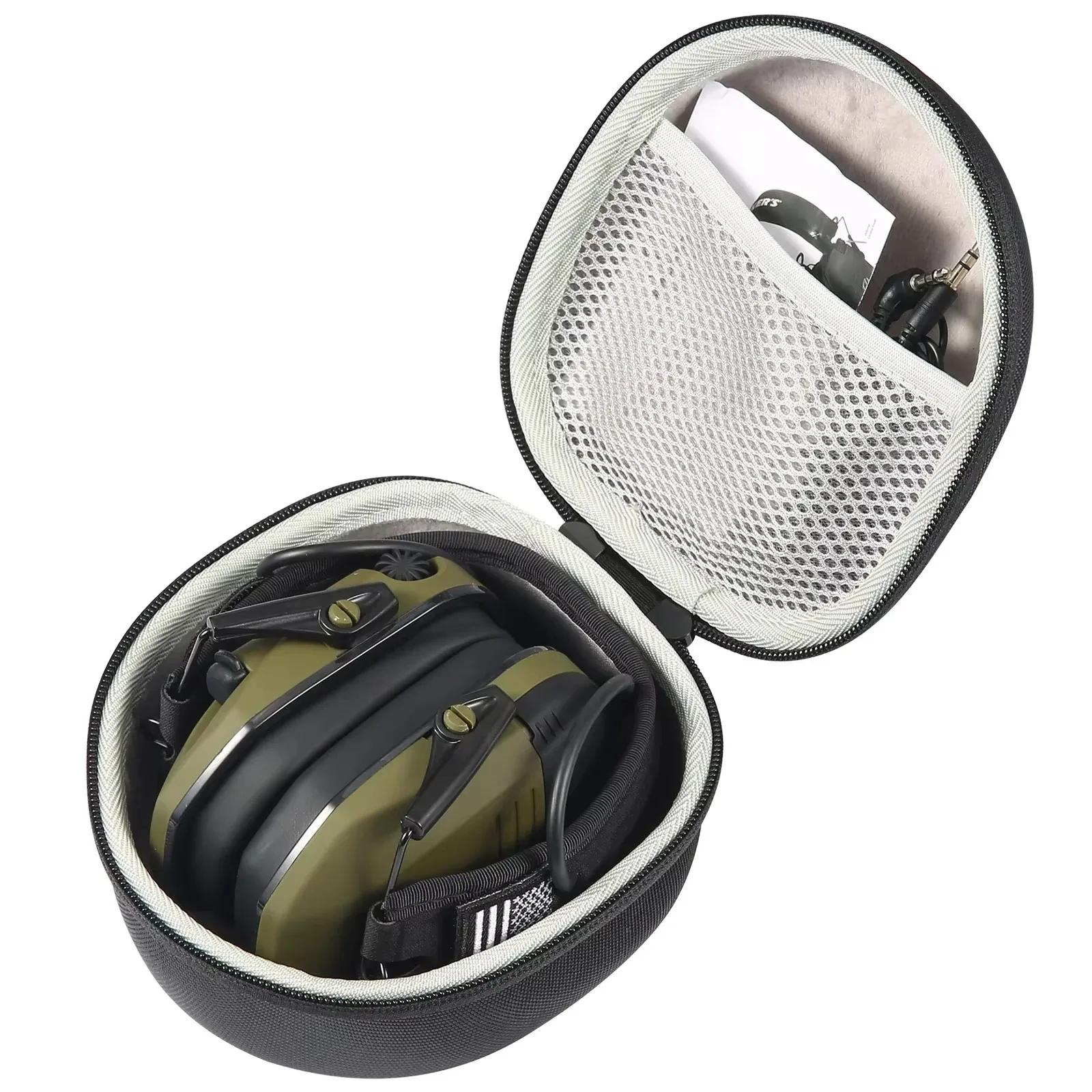 YHKEMA Hard Shell Travel Storage Case for Noise‑Reduction Hearing‑Protection Earmuffs and Safety Eyewear Glasses