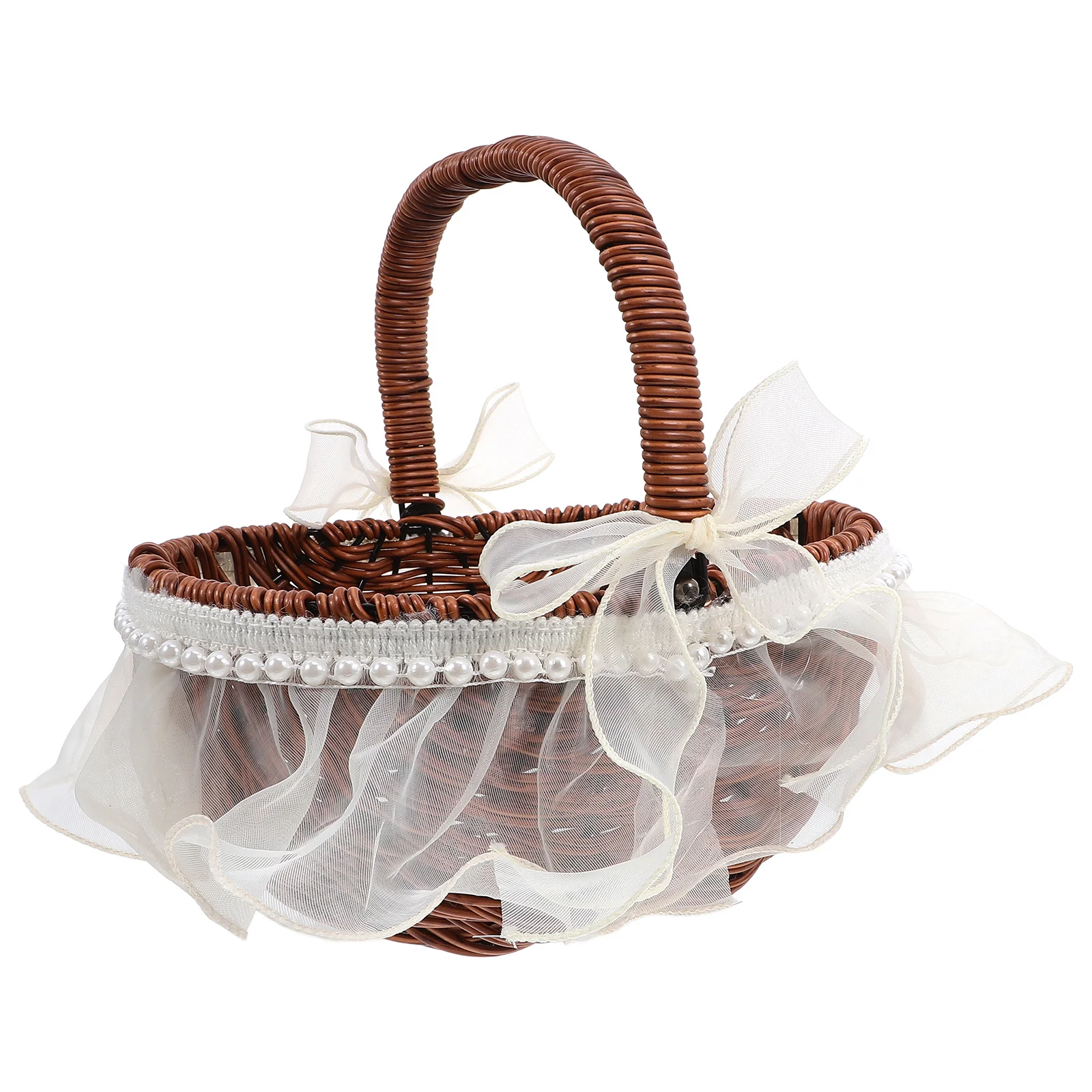 

Imitation Woven Basket Rustic Decorative Storage Basket Multipurpose Flower Holder Garden Living Room Bedroom Storage Organizer