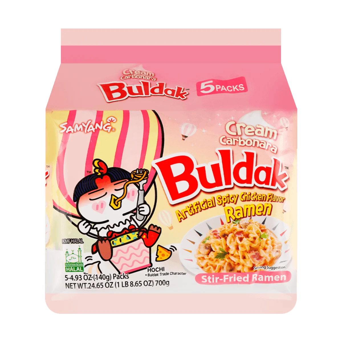 Buldak Noodles Cream, Carbonara Hot Chicken Flavor, Mexa Fried Ramen, 5 Pacotes, 4,93 oz, 3 Pacotes 15 Pcs