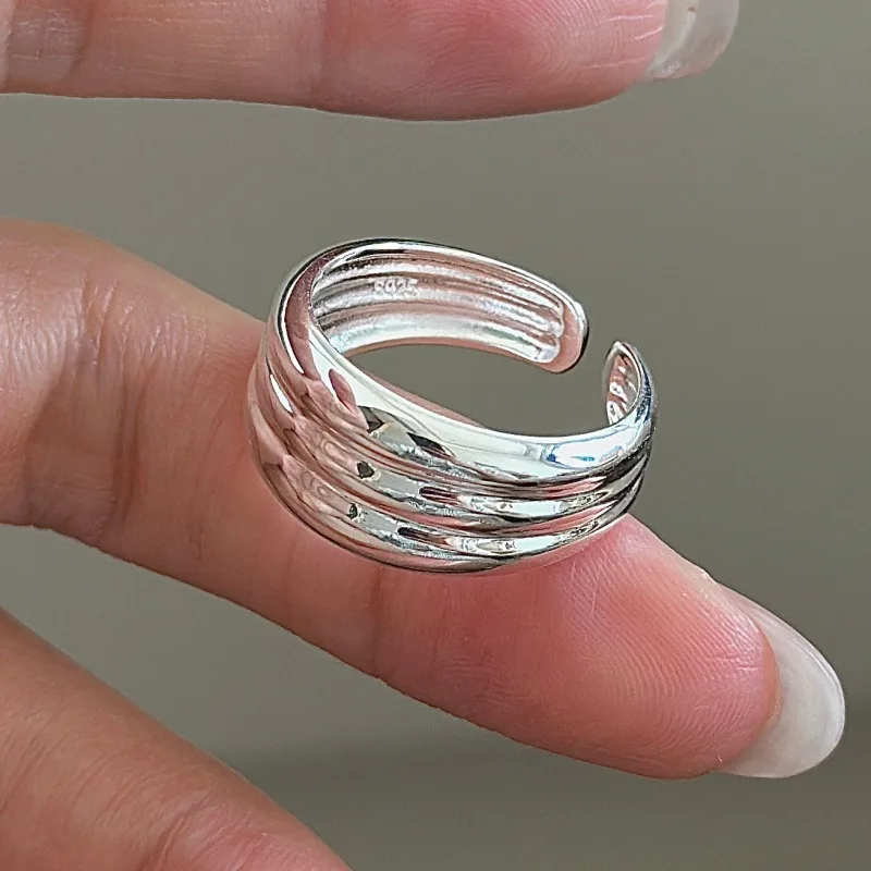 925 Silver Stacked Band Ring Vintage Minimalist Layered Stacking Jewelry Gift for Women