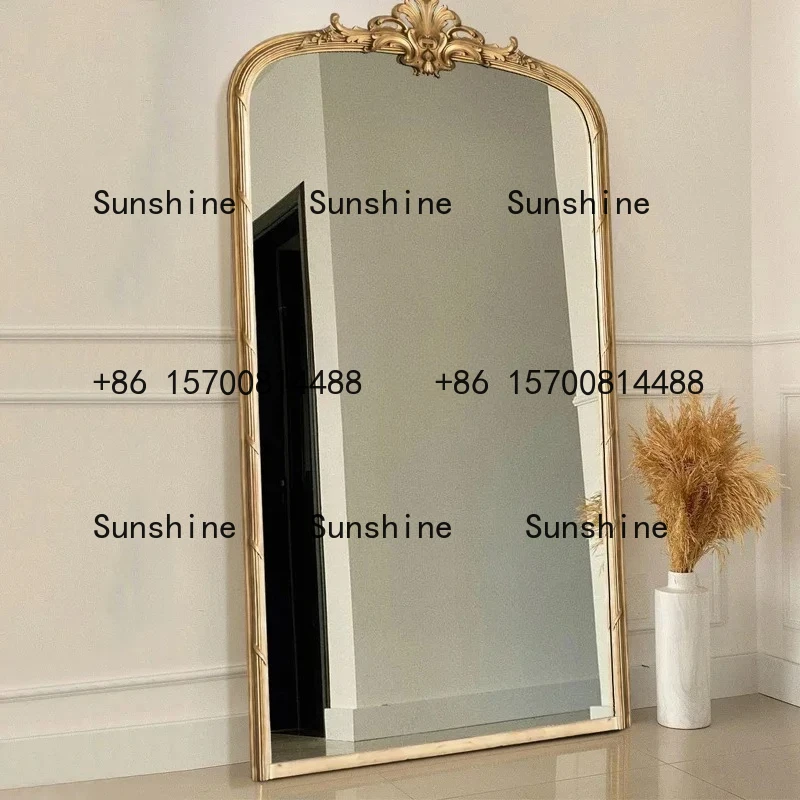 

European retro dressing mirror home living room bedroom floor mirror French engraved antique fitting mirrorXX