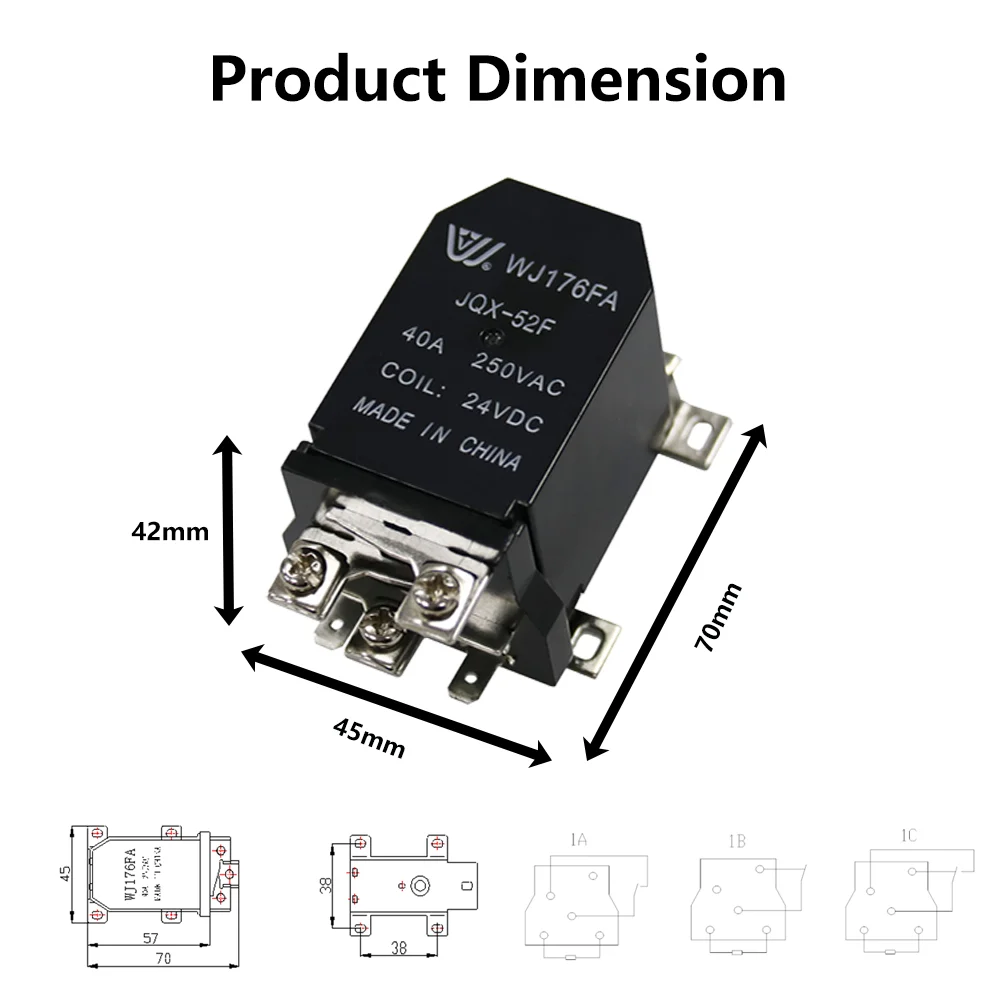 مرحل WJ176FA DPDT مع تحميل اتصال 40A 250VAC/28VDC، مناسب للآلات الصناعية والمعدات الكهربائية