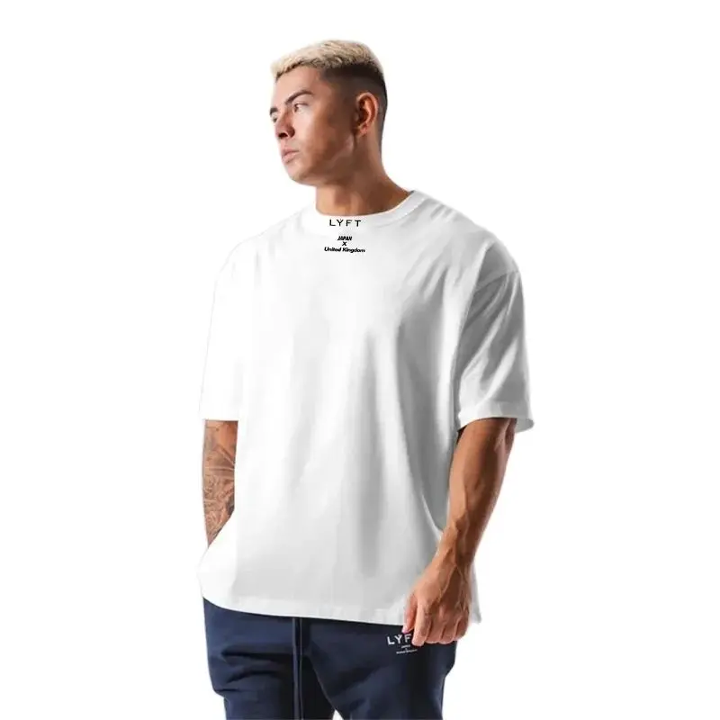 LYFT Herren-Fitness-T-Shirt aus 100 % Baumwolle, lockere Passform, kurzärmelig, Sport, Fitness, Laufen, Workout, Trainingsshirt in den Größen M bis XXXL