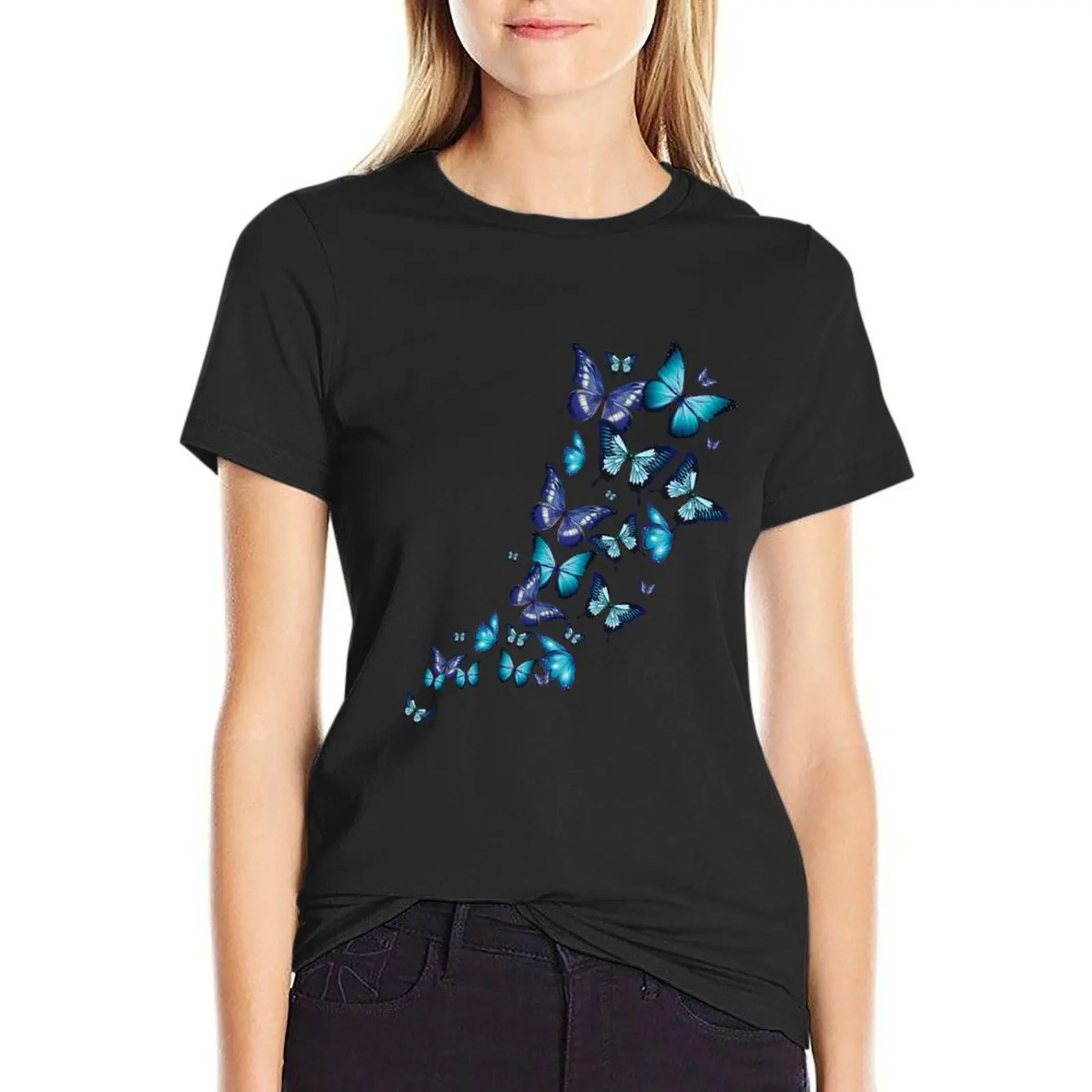 

Blue Butterflies T-Shirt plus sizes oversized sublime female T-shirts for Women