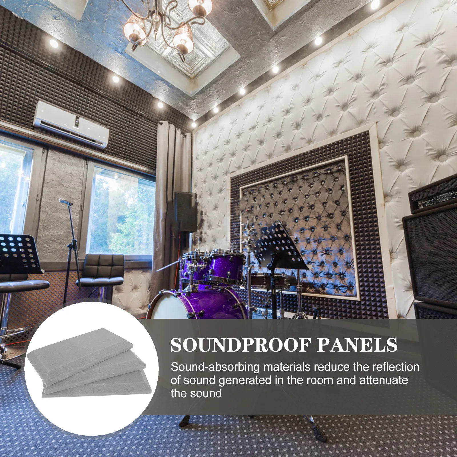 

3 шт. легких гибких звукоизоляционных панелей из акустической губки для звукозаписи, караоке, школ, настенного монтажа