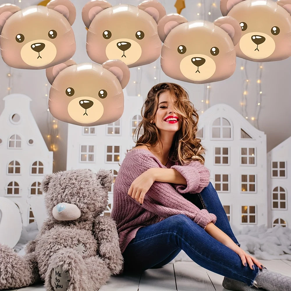 6-Pack of Bear Head Balloons, Bear Head Foil Balloons, Suitable for Birthday Parties, Themed Parties, and Friend Gatherings Decoration - view 6