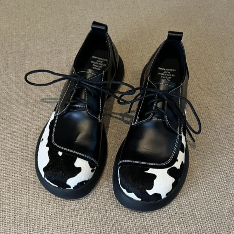 

New Retro Women's Derby Shoes Britain Leather Casual Shoes Exquisite Flat Bottom Sneakers for Woman Designer Shoes Zapatos Mujer