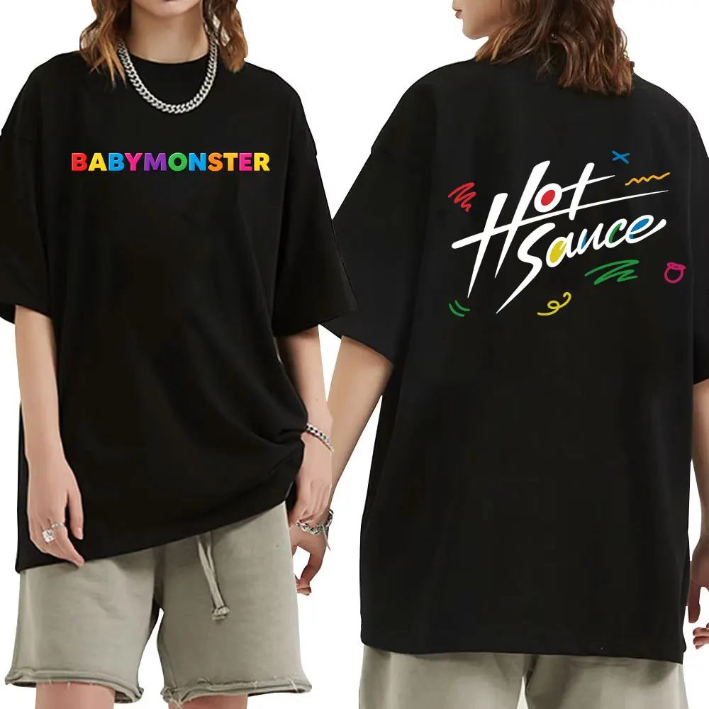 

Kpop Band Babymonster Hot Sauce Album Print T-shirt Men Women Korean Fashion Oversized Short Sleeve T Shirt Y2k Unisex T-shirts