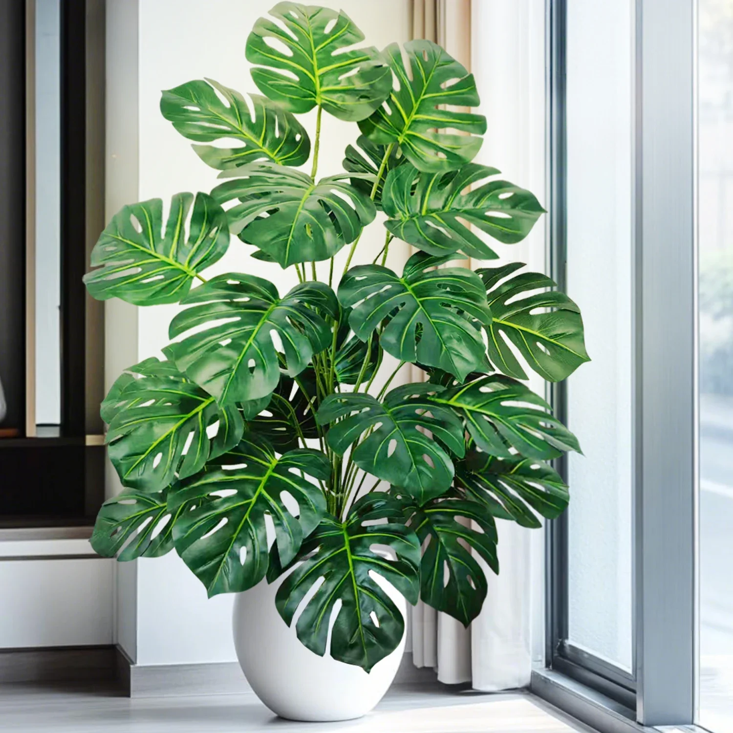 Hochwertige 76/86CM Künstliche Monstera-Pflanze, Falsche Palme, Plastik-Schildkrötenblatt, Grüne Pflanze für Heim, Garten, Zimmer und Bürodekoration – Detail 16