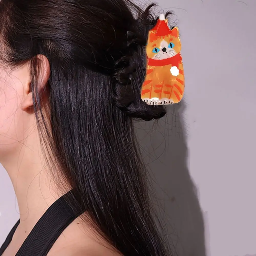 Puppy Animal Dog Hair Claw Cartoon Grab Clip Cat Hair Clip Christmas Hat Hair Clip Festival Headdress Christmas Elk Shark Clip