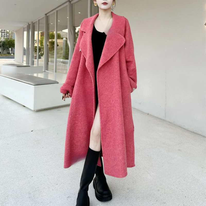 Double-sided Sheepwool Coat for Women  Winter New Thickened High-grade Feeling Super Good-looking Colour Korean Wool Coat