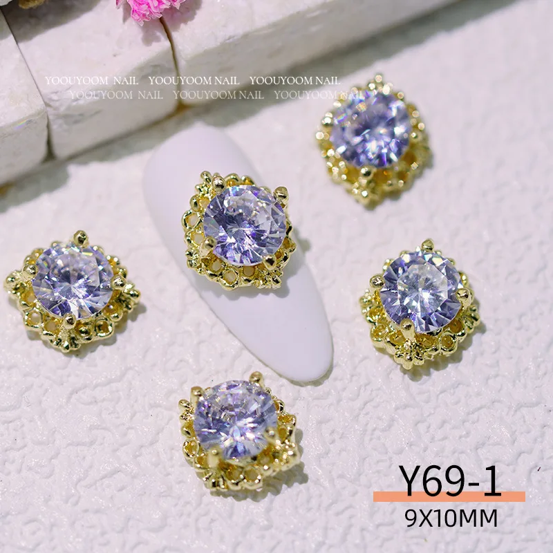 5 pezzi di lusso rotondo Design Charms gioielli per unghie coreano colorato scintilla qualità zircone Strass gioielli per la decorazione di Nail Art