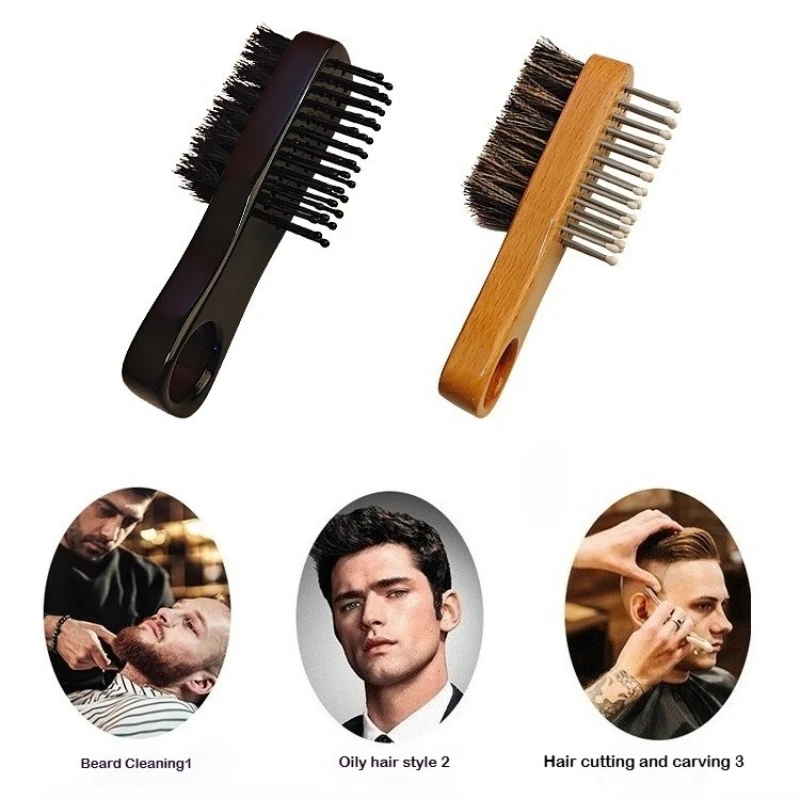 

Boar Bristle Hair Brush Women Wooden Styling Comb Men Beard`Brush Teasing Combs Barber Cleaning Brush Salon Hairdressing Tools