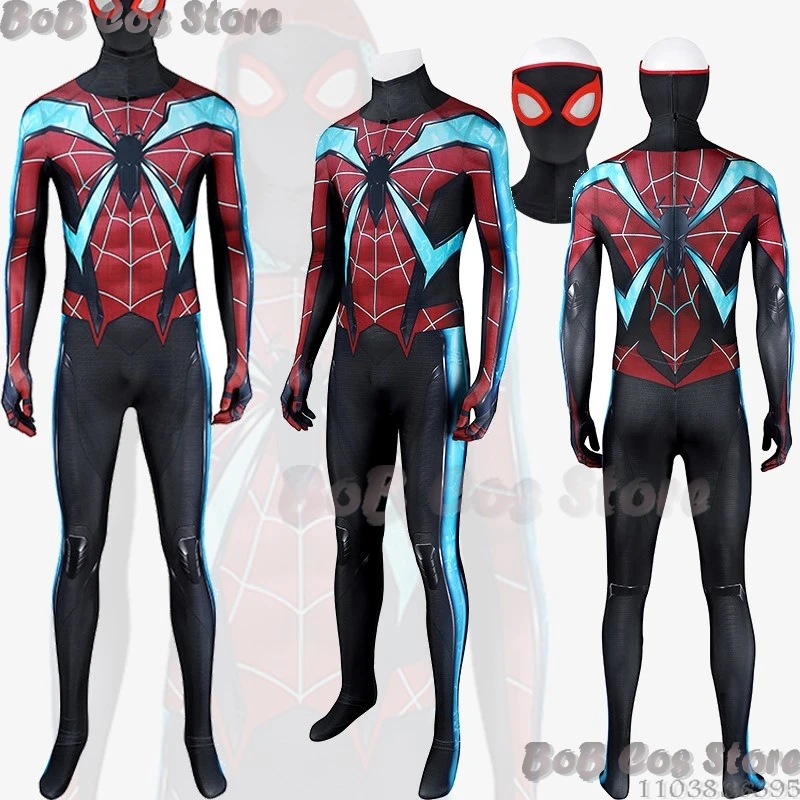 

Bug Hero Man Miles Red Black Jumpsuit Movie Anime Cosplay Clothes Prop Mask Bodysuit Full Set Man Outfit Halloween Carnival Cos