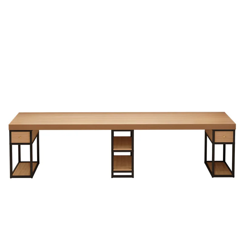 Solid wood double computer desktop table household against the wall oversized desk with drawers e-sports table 3 meters long