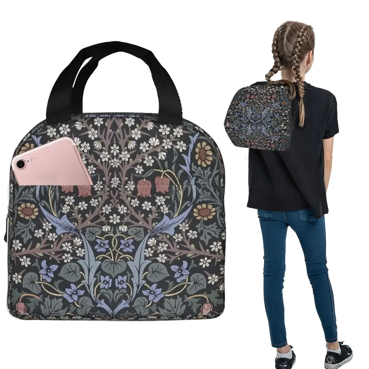 

William Morris - Blackthorn Insulated Lunch Bag for Women Kids Portable Food Boxes Thermal Lunch Box Tote