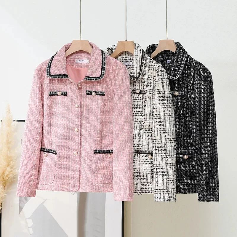 

Ladies Pink Single-breasted Jacket Spring and Autumn French Jacquard Explosions Slim Short Cardigan Loose Women's Bomber Jacket