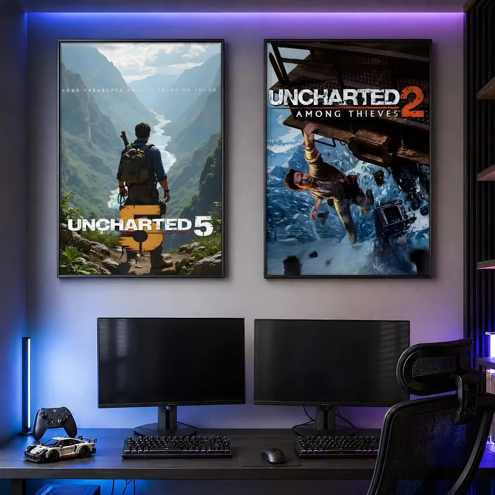 Game Uncharted Adventure Poster PP Self Adhesive Decorative HD For Garage Gaming Room Living Room Gift