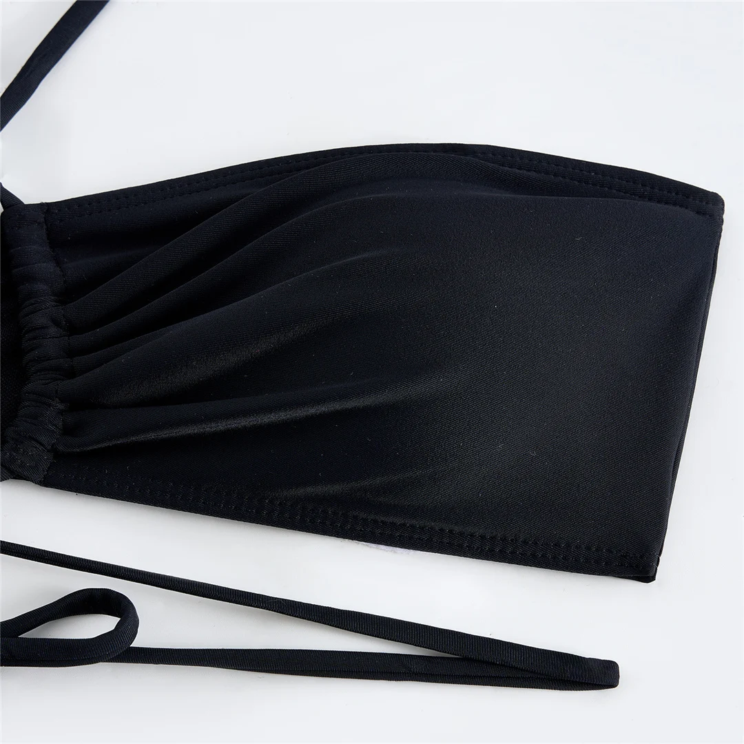 Perlenbesetzter Wickel-Bikini mit Rock, Damen-Badeanzug, dreiteiliges Bikini-Set, Badebekleidung, Badeanzug, Modell V6098 – Detail 17