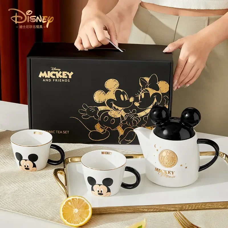 2024 Disney Cartoon High Temperature Teapot Gift Set Light Luxury Ceramic Drinking Pot Mickey Tea Set Fashion Trend Ceramic Cup