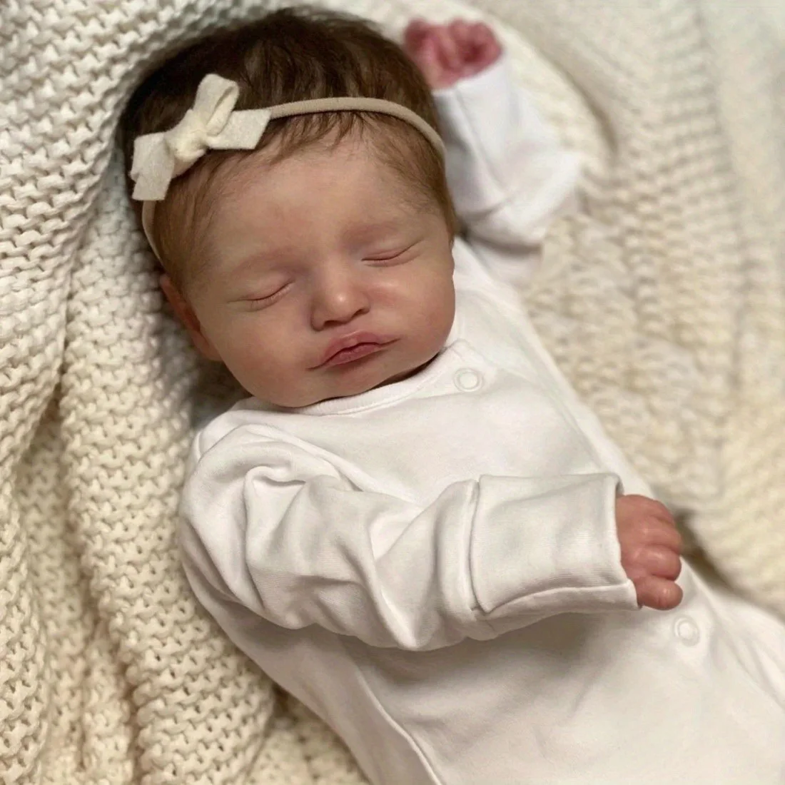 BZDOLL (Stoffkörper, Vinyl-Extremitäten) 48cm 19 Zoll Neugeborenes schlafendes Reborn-Baby-Puppen-Modell, 3D-bemalte Haut mit sichtbaren Adern, Spielzeug für Kinder, Geschenk