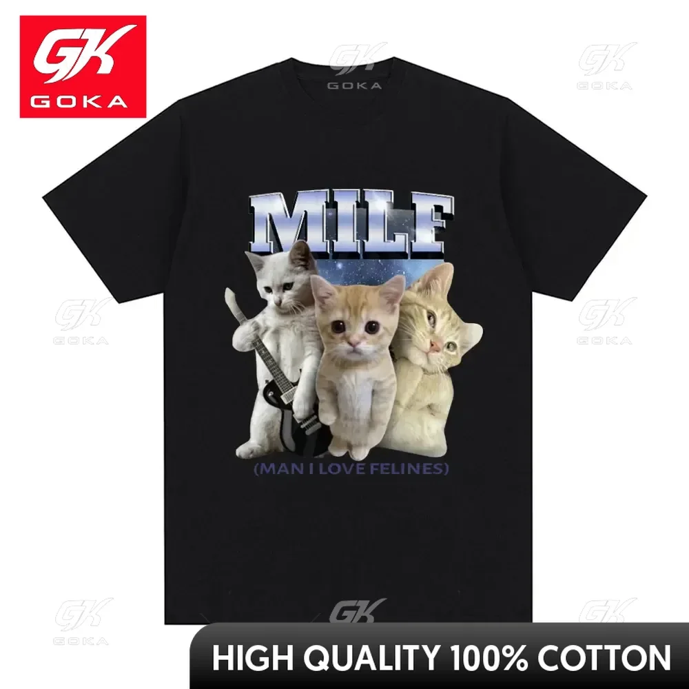 MILF-T-shirt À Manches Courtes Pour Homme Et Femme, Vêtement Confortable Avec Motif De Chat Qui Pleure, I Lovae Felines, Fun El