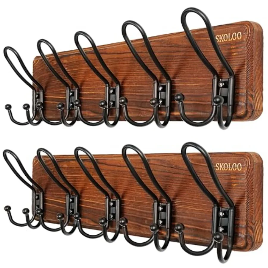 

Sturdy Coat Rack Wall Mount with 5 Triple Hangers - Ideal for Heavy Bags Jackets and Coats - No Assembly Required - Durable Iro