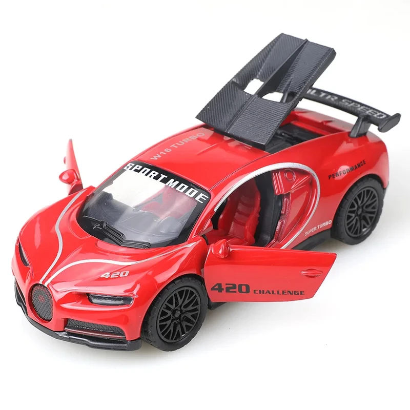 1:36 simulação liga super esporte carro bugati modelo de metal diecasts brinquedo puxar para trás 3 portas abertas crianças presentes