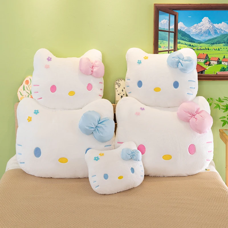 

Hello Kitty New Style Flower Pattern Plush Pillow Cute Cat Head Soft Cushion Bed Back Pillow For Girls Sleeping Birthday Gift