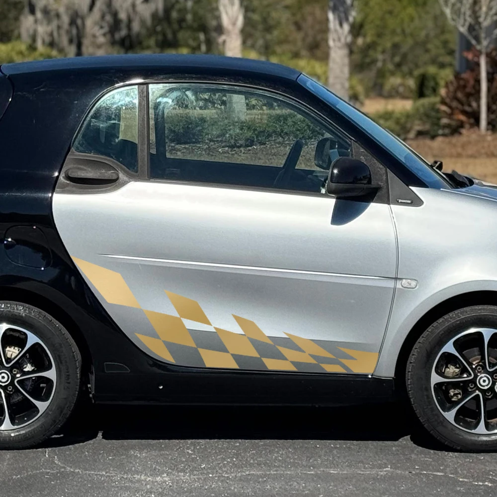 2PCS Car Door Side Lattice Vinyl Film Stickers for Smart Fortwo 2009 2010 2011 2013 2014 2015 2016 2017 2018 2019 2020 2021 2022 view 5