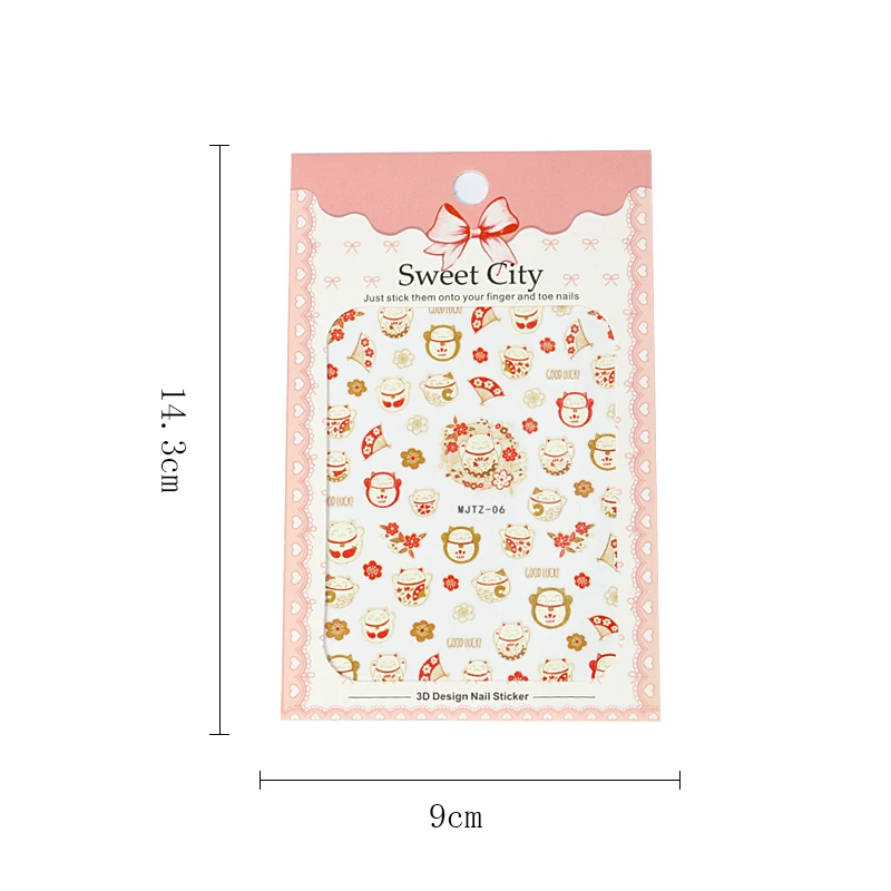 10 Pcs/set Nail Art Decorations Black Nail Stickers Self-adhesive DIY Decals Cartoon Nail Art Animals Anime Stickers