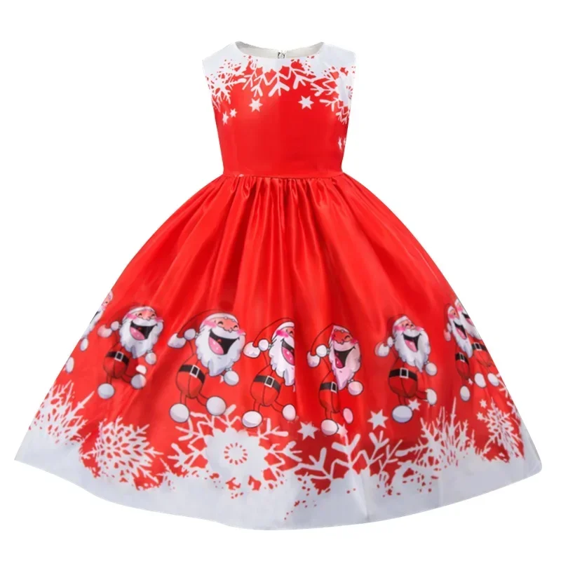 Baby Girls Christmas Dresses for 4-10 Yrs 2024 New Santa Claus Cosplay Costume for Kids Princess Party Dress for Christmas Gift