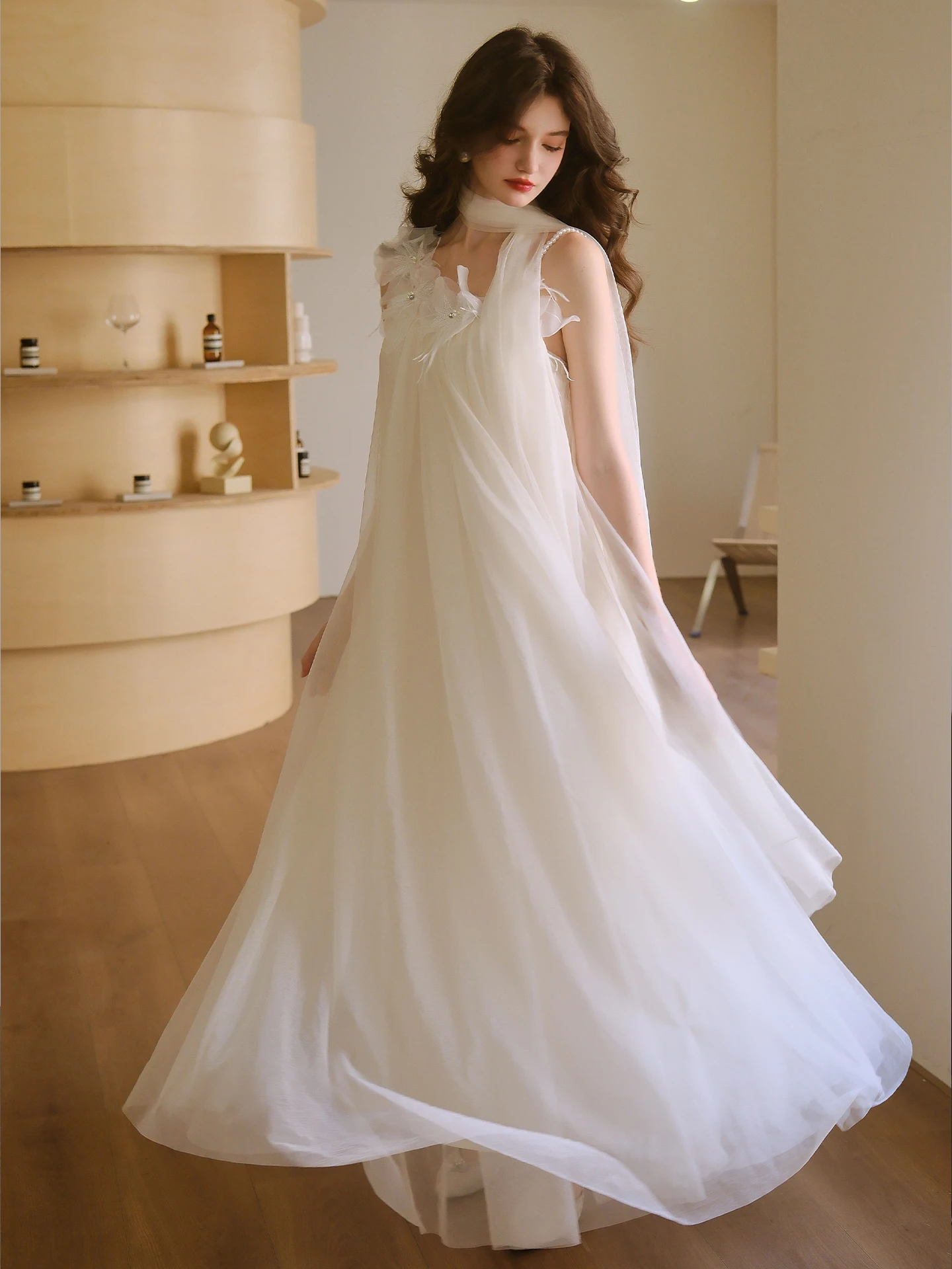 

Платье-юбка Eden's Honey Lang Man Pearl с бретельками и 3D цветочным декором, в стиле Ханьфу, для создания элегантного образа