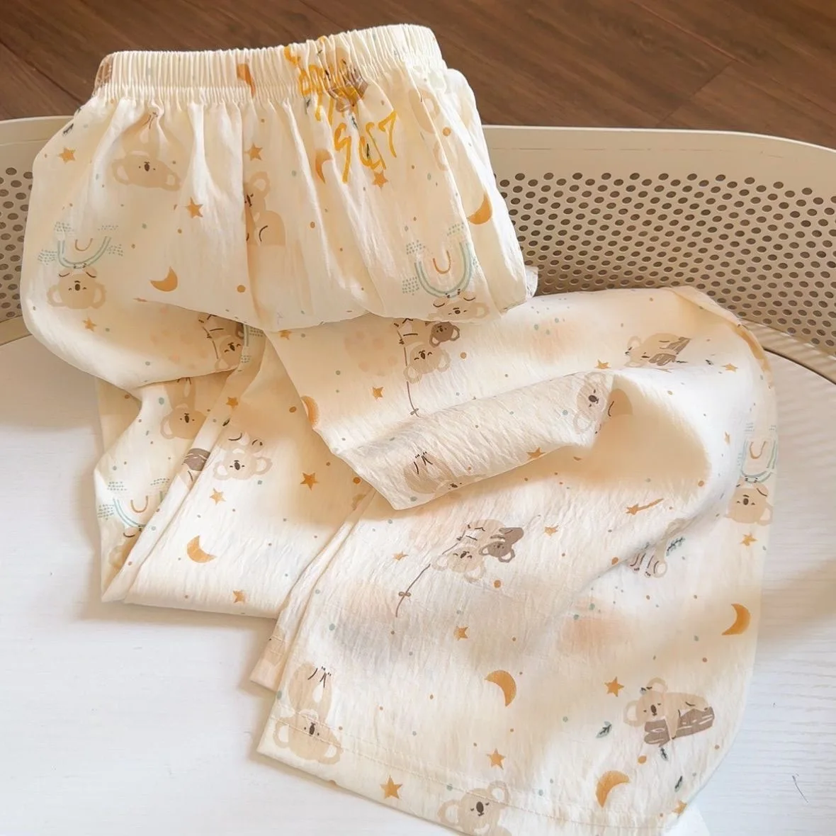 

Koala Printed Beige Pajama Pants Thin Summer Cotton PJ Pants Y2K Kawaii Women Pajamas Cute Loose Homewear Sleepwear Trousers
