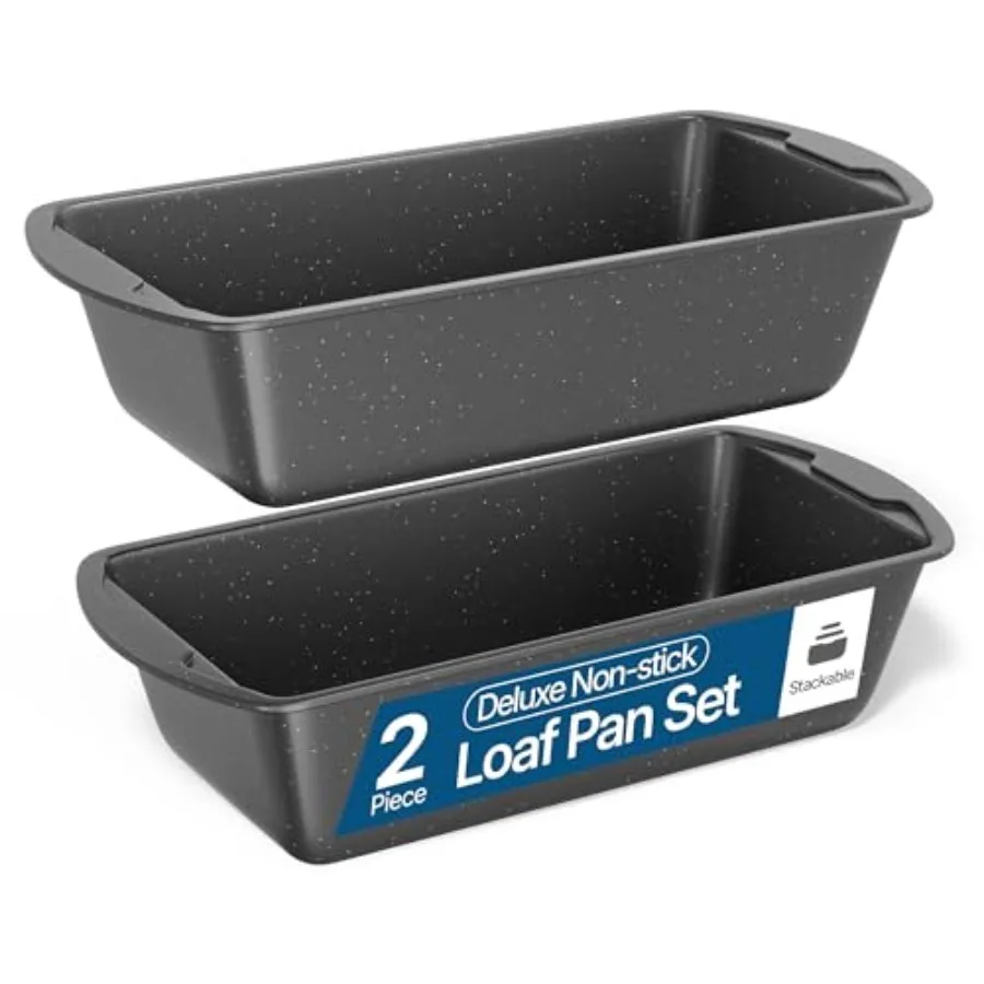 

Nonstick Loaf Pan Set of, 10.2" and 11" Large Baking Bread Pan, Oven Safe Up to 450°F, PFOA, PFOS, PTFE Free, Space Saving Stac