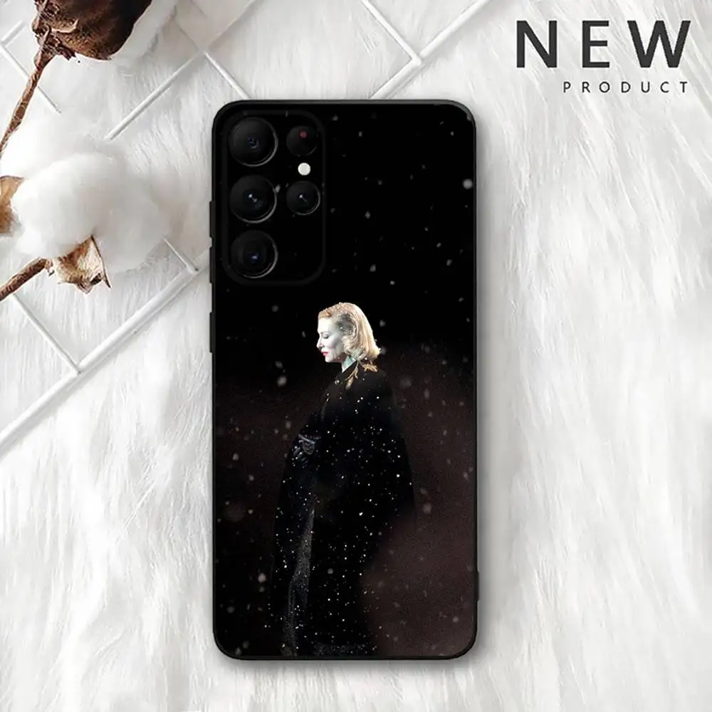 حافظة هاتف كيت بلانشيت لهاتف سامسونج S 25,24,23,22,30,21,10,9,Ultra,Plus,Lite,FE,4,5G حافظة ناعمة سوداء