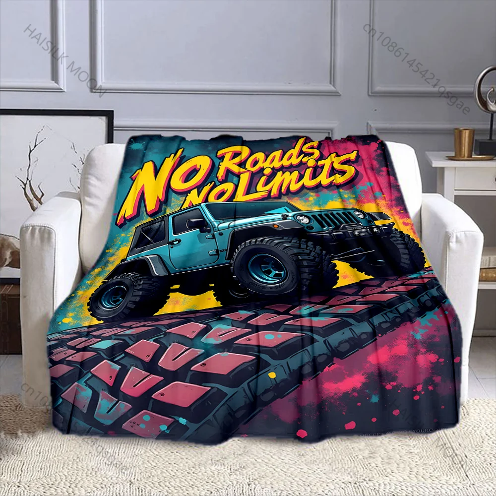 1PC Off-road jeep climbing big tires poster Print Adult Children Warm Blankets Home Travel Car Soft Comfortable luxury gift