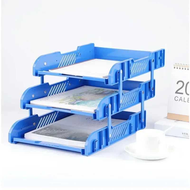 3-layer PP Mesh File Holder Stand Organizer Document Tray for Magazine Letter Paper Document Home Office Desk Lifting File Trays