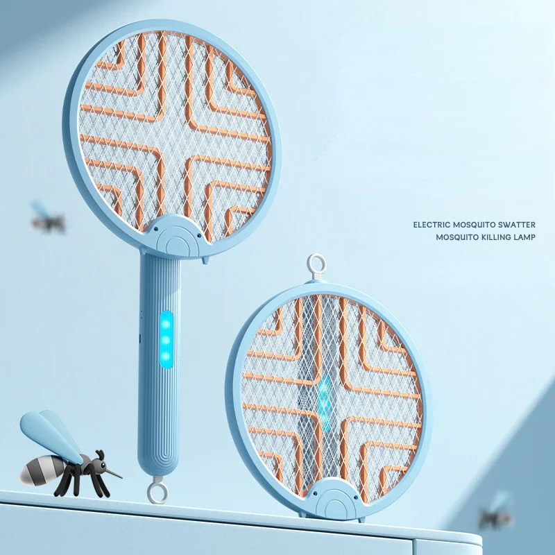 

New Household Foldable Electric Mosquito Swatter Four in Handheld Electric Shock USB Mosquito Trap Electric Shock Trap