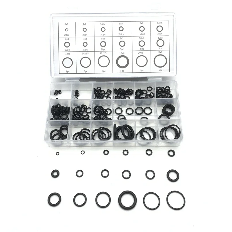 225pcs O Ring Sealing Washer Set Nitrile Rubber NBR Oring High Temp Corrosion Oil Resist for Automotive Plumbing Gasket
